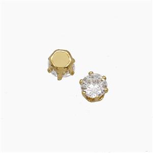 White Cubic Zirconia Beads Prong-Set No-Hole, approx 4.5mm [FD29243]