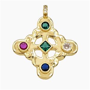 Copper Malta Cross Pendant Pave Zirconia Gold Plated, approx 23-28mm [FD29250]