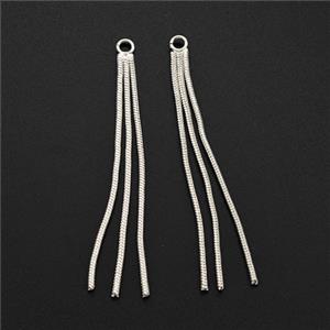Copper Tassel Pendant Snake Chain Shiny Silver, approx 50mm length [FD29251]