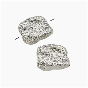 Copper Beads Hammered Freeform Platinum Plated, approx 10-12mm [FD29254]