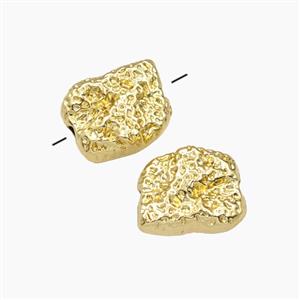 Copper Beads Hammered Freeform Gold Plated, approx 10-12mm [FD29255]