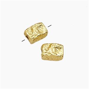 Copper Cuboid Beads Hammered Gold Plated, approx 5.5-7.5mm [FD29256]