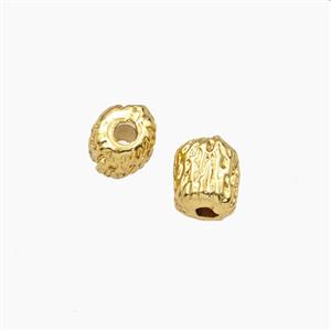 Copper Tube Beads Hammered Gold Plated, approx 6mm [FD29257]