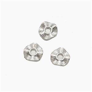 Copper Flower Spacer Beads Platinum Plated, approx 6mm [FD29268]