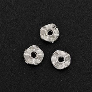 Copper Flower Spacer Beads Shiny Silver, approx 6mm [FD29270]
