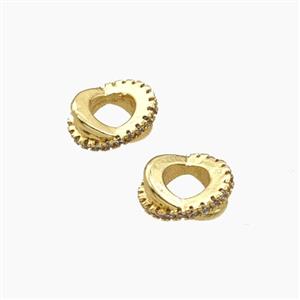 Copper Double Circle Spacer Beads Pave Zirconia Gold Plated, approx 8-9mm [FD29276]