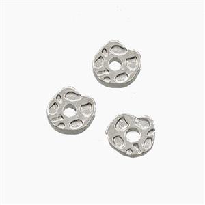 Copper Circle Spacer Beads Hammered Platinum Plated, approx 6mm [FD29279]