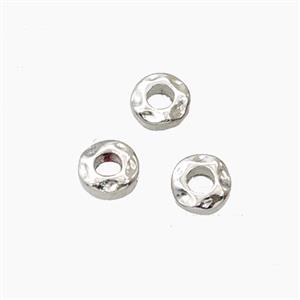 Copper Circle Spacer Beads Hammered Platinum Plated, approx 5.5mm [FD29291]