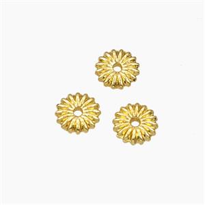 Copper Flower Spacer Beads Ribbed Gold Plated, approx 6mm [FD29293]