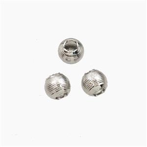 Copper Round Spacer Beads Ribbed Platinum Plated, approx 4mm [FD29305]