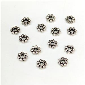 Alloy Spacer Flower Beads Antique Silver, approx 5mm [FD29323]