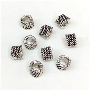 Alloy Column Beads Large Hole Antique Silver, approx 6mm, 4mm hole [FD29324]