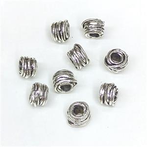 Alloy Rondelle Beads Large Hole Wire Wrapped Antique Silver, approx 7mm, 3mm hole [FD29326]