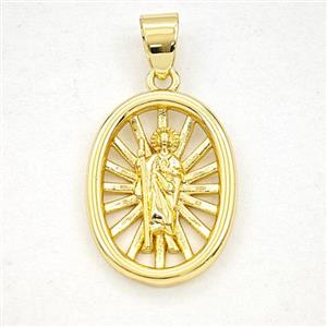 Copper Saint Jude Oval Pendant Gold Plated, approx 15-20mm [FD29333]