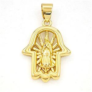 Copper Virgin Mary Hamsahand Pendant Gold Plated, approx 17-20mm [FD29335]