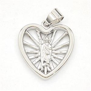 Copper Saint Jude Heart Pendant Platinum Plated, approx 19mm [FD29344]