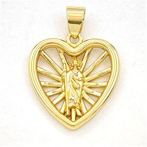 Copper Saint Jude Heart Pendant Gold Plated, approx 19mm [FD29345]