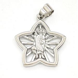 Copper Saint Jude Star Pendant Platinum Plated, approx 21mm [FD29348]