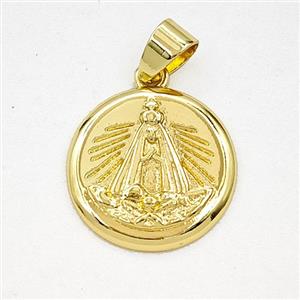 Copper Virgin Mary Medal Pendant Gold Plated, approx 17.5mm [FD29355]