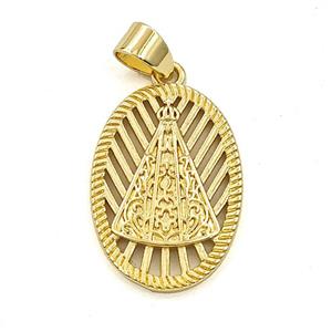 Copper Nossa Senhora Aparecida Oval Pendant Gold Plated, approx 16-23mm [FD29361]