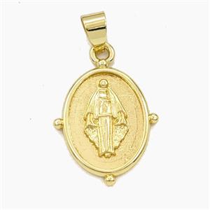 Copper Virgin Mary Pendant Oval Gold Plated, approx 14-19mm [FD29370]