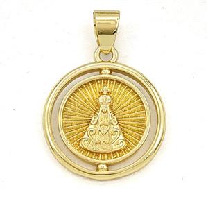 Copper Virgen De San Juan Pendant Gold Plated, approx 18mm [FD29371]