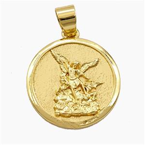 Copper Saint Michael Chrams Pendant Gold Plated, approx 20mm [FD29372]