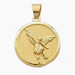 Copper Saint Michael Chrams Pendant Gold Plated, approx 20mm [FD29373]