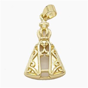 Copper Lady Of Aparecida Bathed Pendant Gold Plated, approx 17-26mm [FD29374]