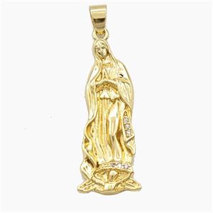Copper Virgin Mary Pendant Pave Zirconia Gold Plated, approx 12-35mm [FD29375]