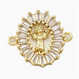 Copper Divine Child Connector Pave Zirconia Jesus Gold Plated, approx 16-20mm [FD29382]