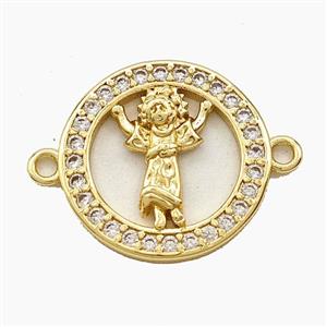 Copper Divine Child Connector Pave Zirconia Jesus Gold Plated, approx 18mm [FD29383]