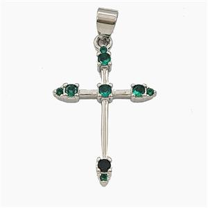 Copper Cross Pendnat Pave Zirconia Platinum Plated, approx 20-28mm [FD29386]