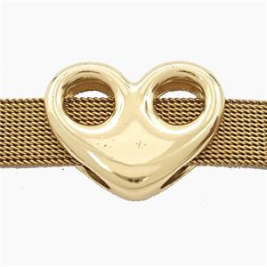 Copper Heart Beads FlatHole Gold Plated, approx 25mm, 3-14mm hole [FD29389]