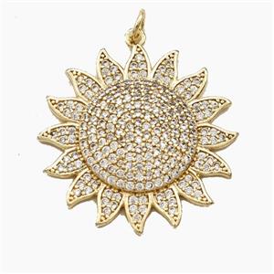 Copper Sun Pendant Pave Zirconia Gold Plated, approx 28mm [FD29394]