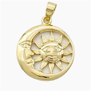 Copper Sun Moon Pendant Gold Plated, approx 22mm [FD29395]