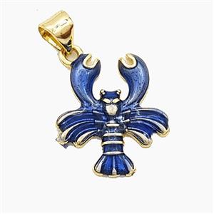 Copper Crayfish Pendant Blue Painted Claw Gold Plated, approx 16-18mm [FD29400]