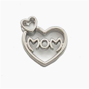 Copper Heart Pendant MOM Platinum Plated, approx 14-17mm [FD29408]