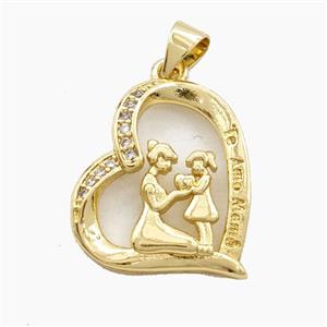 Copper Heart Pendant Pave Zirconia MamaChild Gold Plated, approx 18-20mm [FD29429]