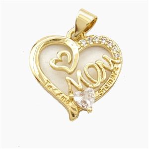 Copper Heart MOM Pendant Pave Zirconia Gold Plated, approx 18mm [FD29433]