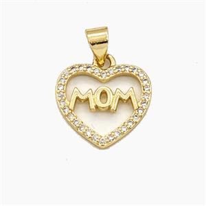 Copper Heart MOM Pendant Pave Zirconia Gold Plated, approx 15mm [FD29443]