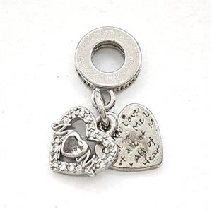 Copper Heart MOM Pendant Pave Zirconia Platinum Plated, approx 11mm, 10mm dia [FD29452]