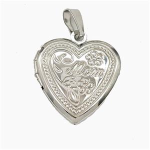 Copper Heart Locket Pendant MOM Platinum Plated, approx 19mm [FD29455]