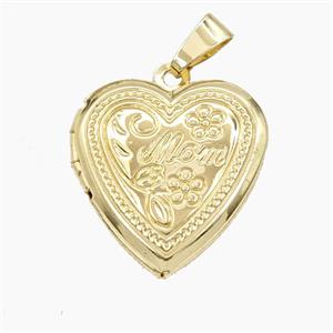 Copper Heart Locket Pendant MOM Gold Plated, approx 19mm [FD29456]