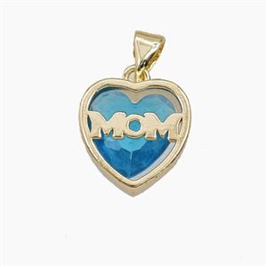 Copper Heart MOM Pendant Pave Cubic Zirconia Gold Plated, approx 13mm [FD29477]
