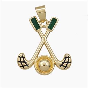 Copper Golf Pendant Enamel Sports Gold Plated, approx 22-24mm [FD29508]