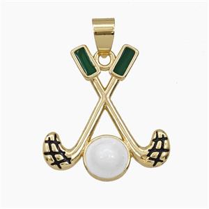 Copper Golf Pendant Enamel Sports Gold Plated, approx 22-24mm [FD29509]