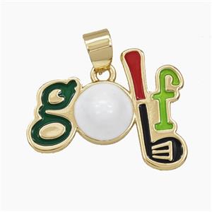 Copper Golf Pendant Enamel Sports Gold Plated, approx 19-25mm [FD29511]