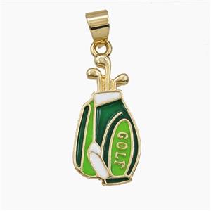 Copper Golf Club Pendant Enamel Sports Gold Plated, approx 13-25mm [FD29512]