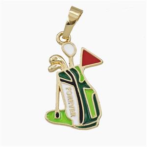 Copper Golf Club Pendant Enamel Sports Gold Plated, approx 16-25mm [FD29513]